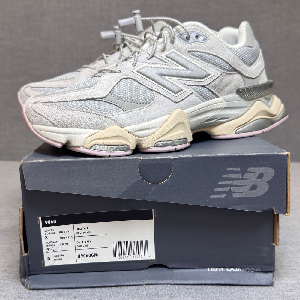 New Balance 9060 Grey Grey Pink Lifestyle Sneakers U9060GM Mens 8 Womens 9.5